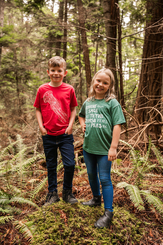 LITTLE JELLYFISH - Kids Organic Cotton Tee - Cardinal Red