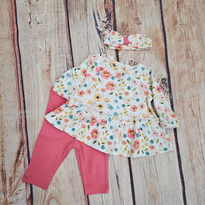 LITTLE ME BRUSHED FLORAL TUNIC SET LCU16269