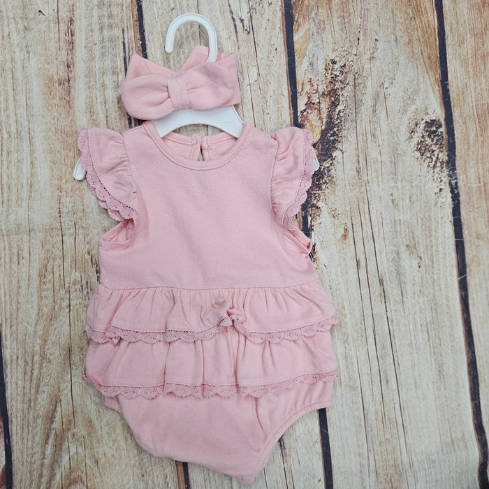 LITTLE ME CANDY LACE ONESIE W/HEADBAND