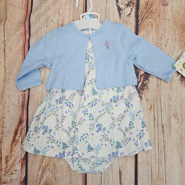 LITTLE ME TRELLIS BLUE FLORAL DRESS SET