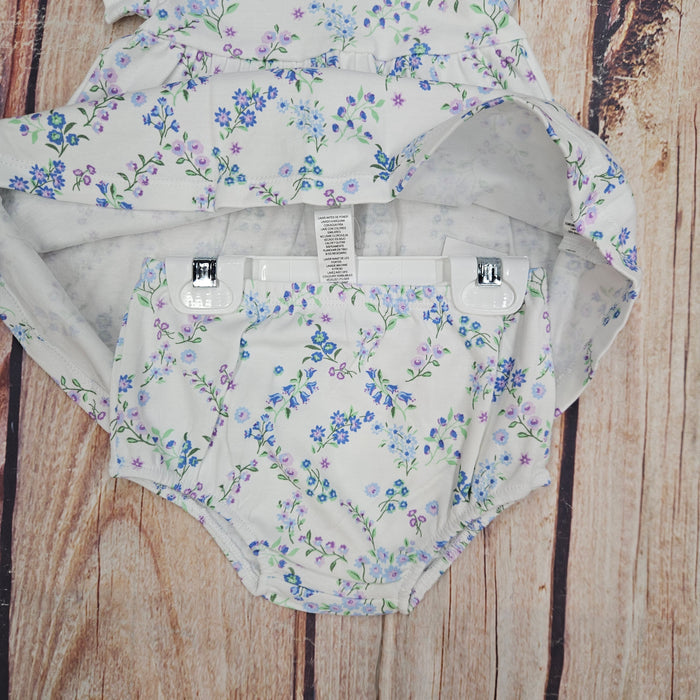 LITTLE ME TRELLIS BLUE FLORAL DRESS SET
