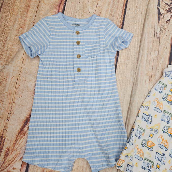 LITTLE ME TRUCKS 2 PACK ROMPER SET