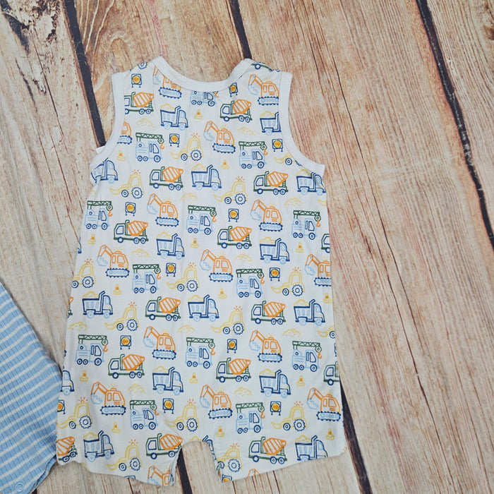 LITTLE ME TRUCKS 2 PACK ROMPER SET