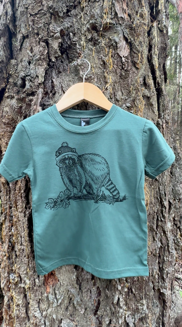 LITTLE RACCOON - Kids Organic Cotton Tee - Spruce