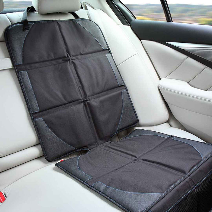 Littlelife child car seat protector installed in a car protecting a back seat