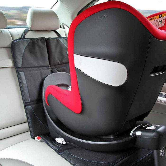 Littlelife child car seat protector being used in conjunction with a  baby car seat system
