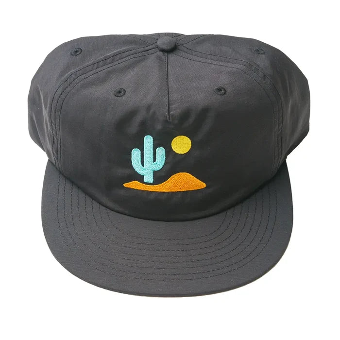 Lone Cactus Quick Dry Trail Hat in dark gray with turquoise cactus orange desert sun embroidery