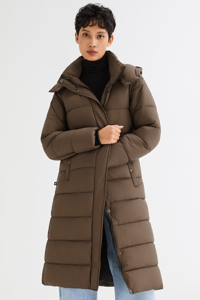 Orolay Long Hooded Quilted Puffer Jacket #color_coffee