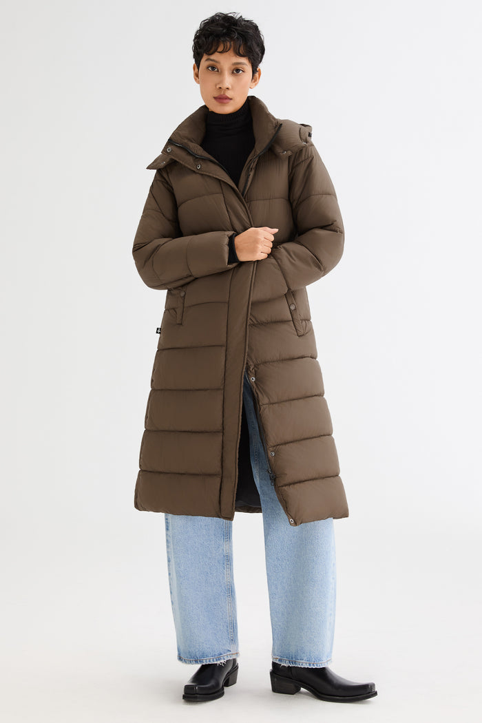 Orolay Long Hooded Quilted Puffer Jacket #color_coffee