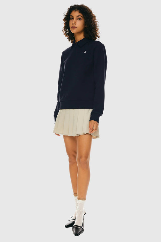 Long Sleeve Polo Sweatshirt Half Zip #color_navy