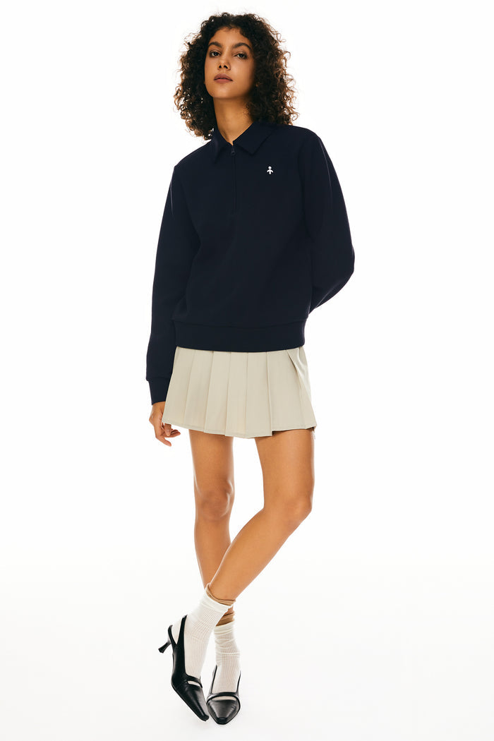 Long Sleeve Polo Sweatshirt Half Zip #color_navy