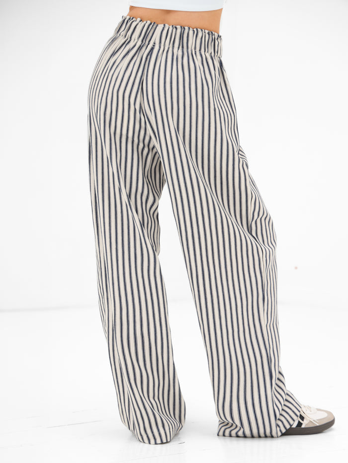 Lou Stripe Trousers - Dark Navy
