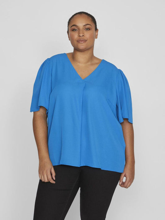 LUCIA V NECK TOP (BLUE)