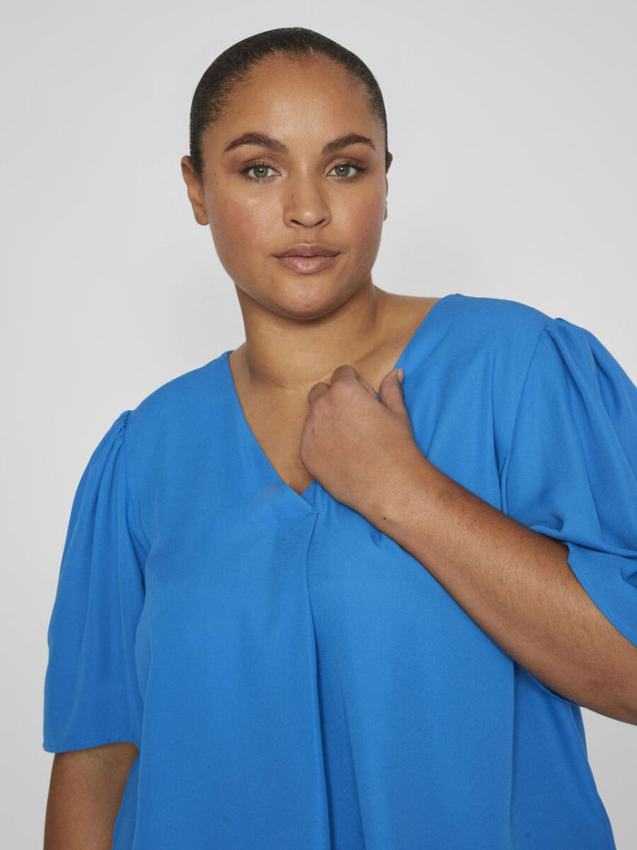 LUCIA V NECK TOP (BLUE)