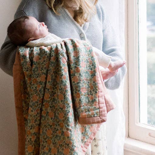 Lucie Floral Cotton Muslin Blanket - Wee Bee Baby Boutique