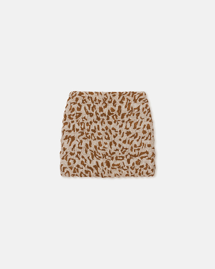 Lyle - Seersucker Cotton Voile Mini Skirt - Ocelot