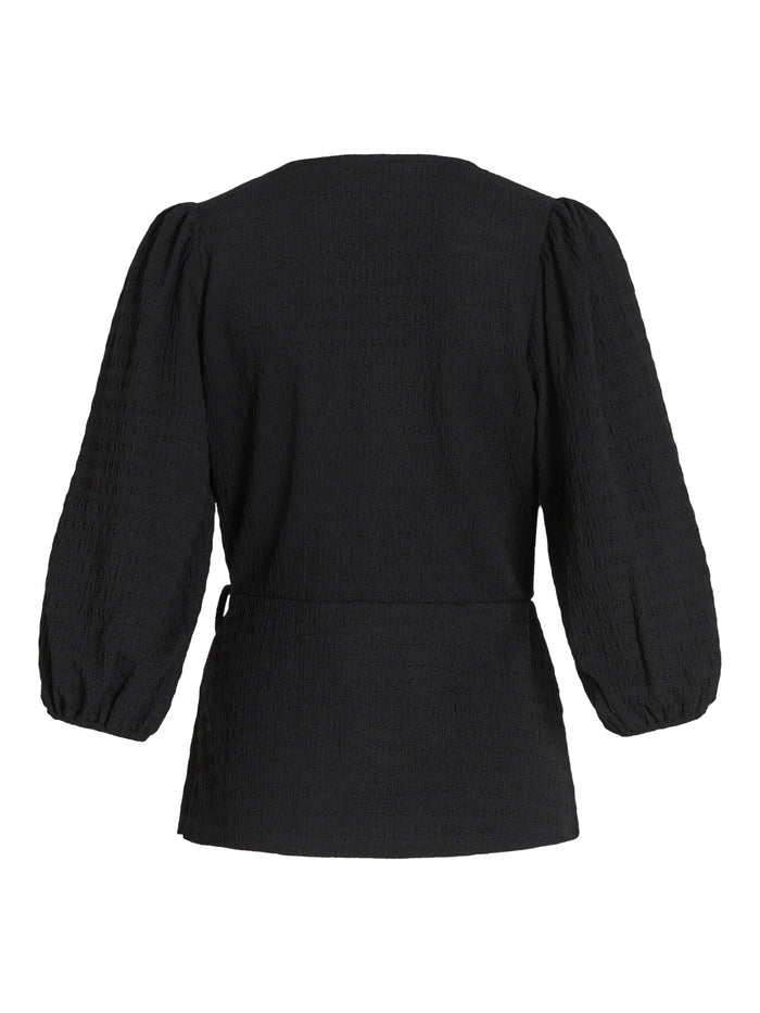 LYNN 3/4 WRAP TOP (BLACK)