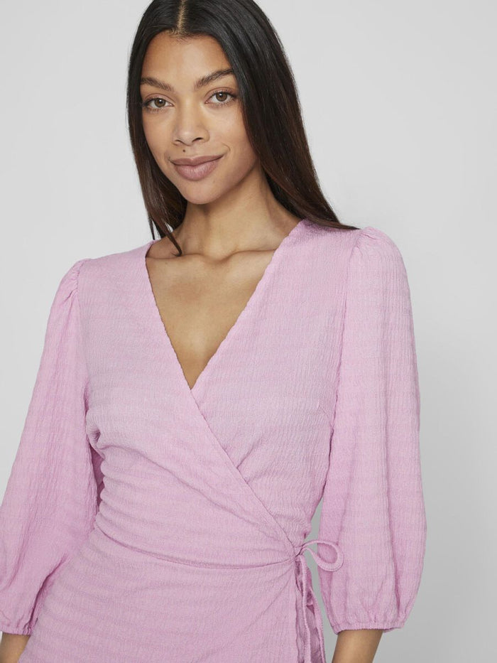 LYNN 3/4 WRAP TOP (PASTEL LAVENDER)