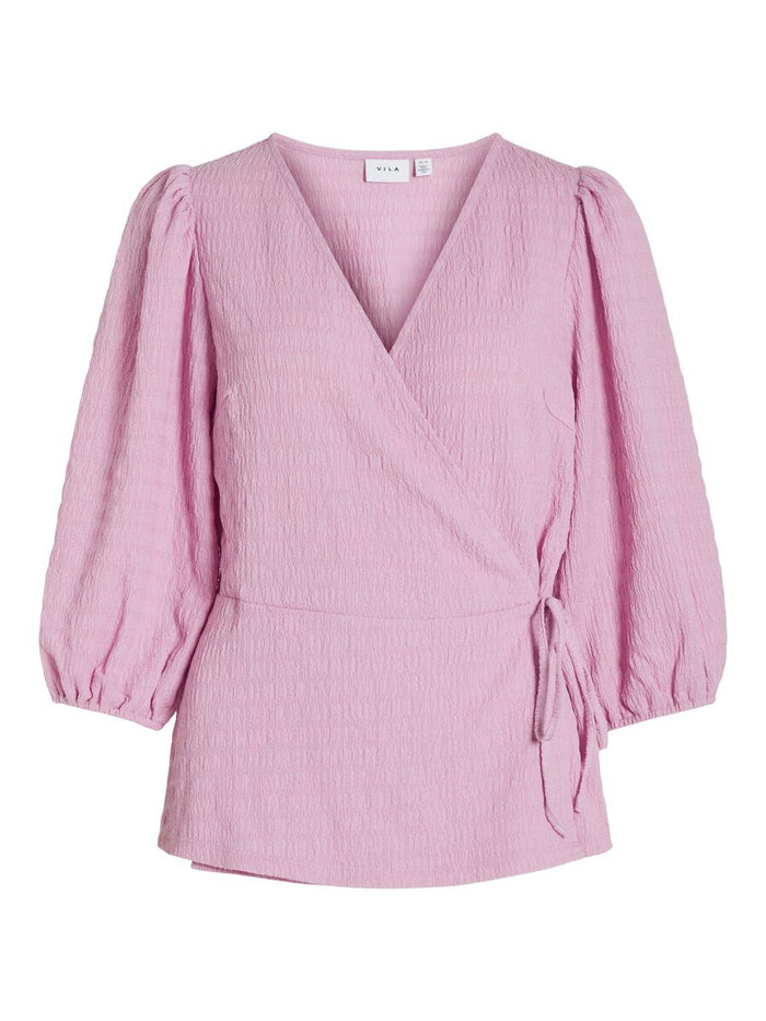 LYNN 3/4 WRAP TOP (PASTEL LAVENDER)