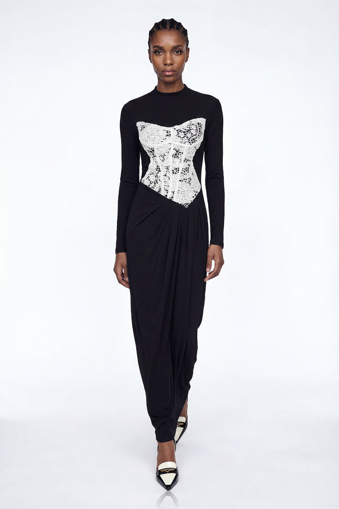 Mae Lace Long Sleeve Split Maxi Dress