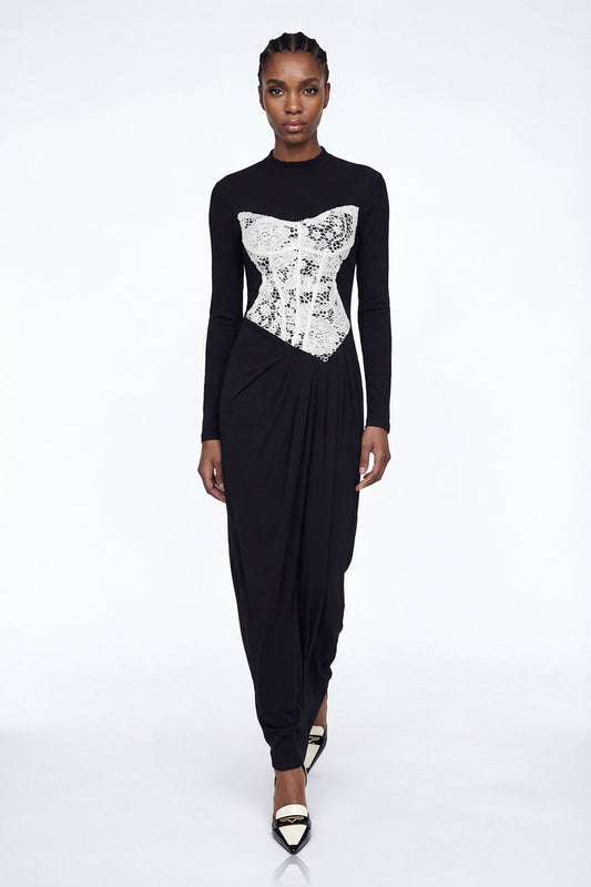 Mae Lace Long Sleeve Split Maxi Dress