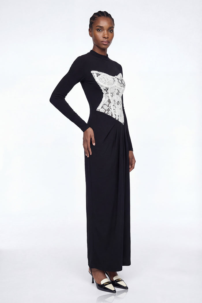 Mae Lace Long Sleeve Split Maxi Dress