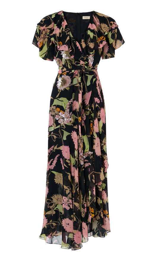 Maisie Wrap Dress - Black Mix
