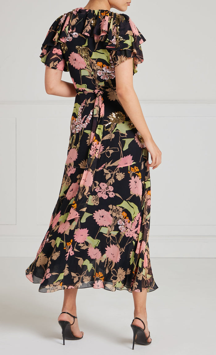 Maisie Wrap Dress - Black Mix