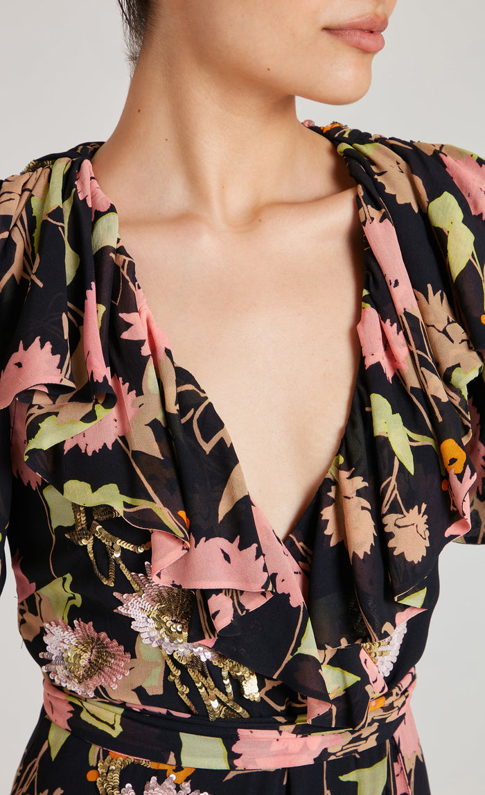 Maisie Wrap Dress - Black Mix