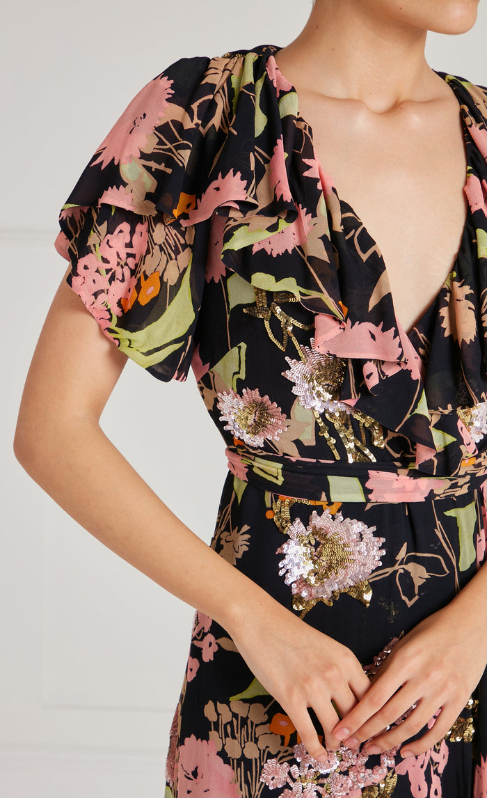 Maisie Wrap Dress - Black Mix