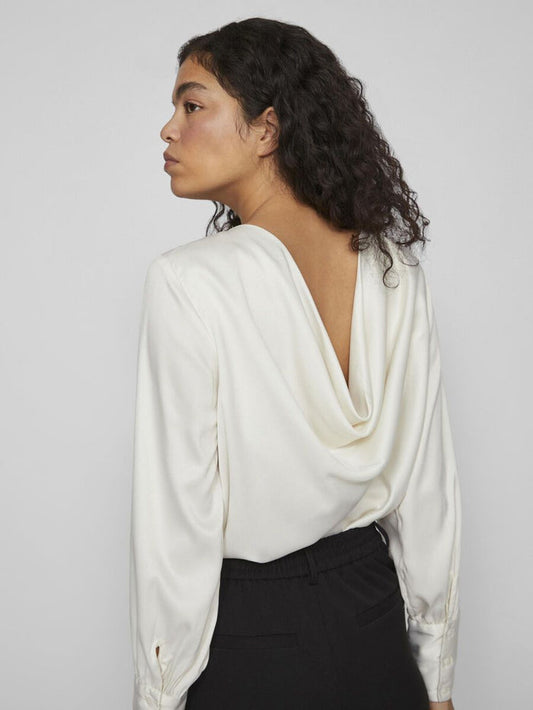 MARCA DRAPED BACK LONG SLEEVED TOP (BIRCH)