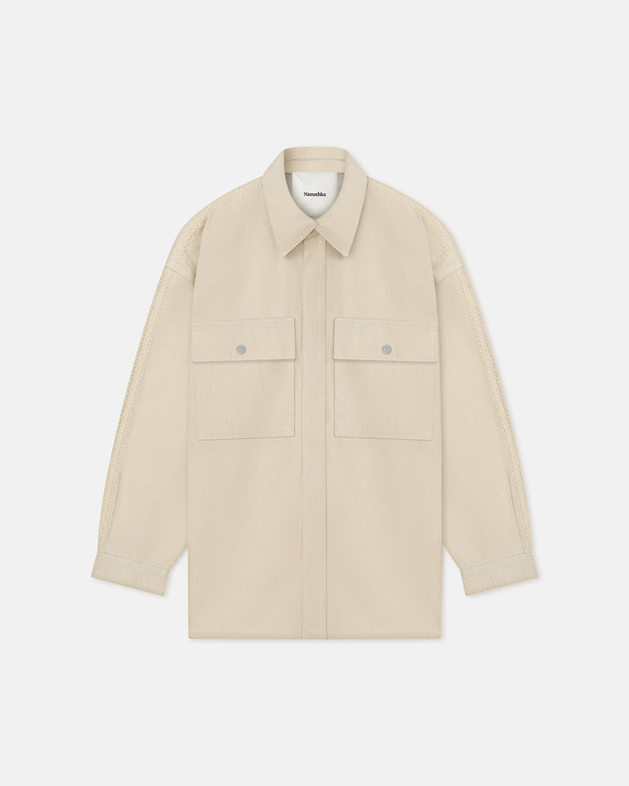 Mariann - Oversized denim shirt - Beige