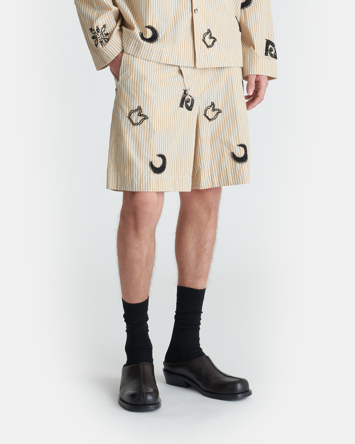 Markos - Beaded shorts - Beige/Black
