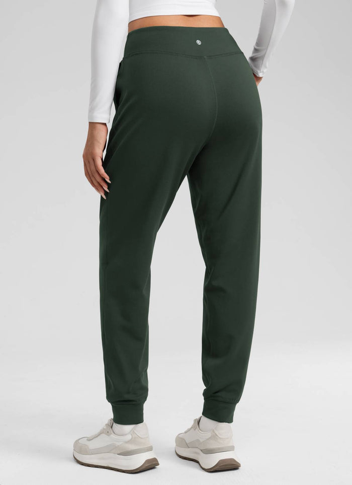 CRZ YOGA Women's Casual Matte Thermal Fleece Lined Pocket Jogger 27.5" Legend Green