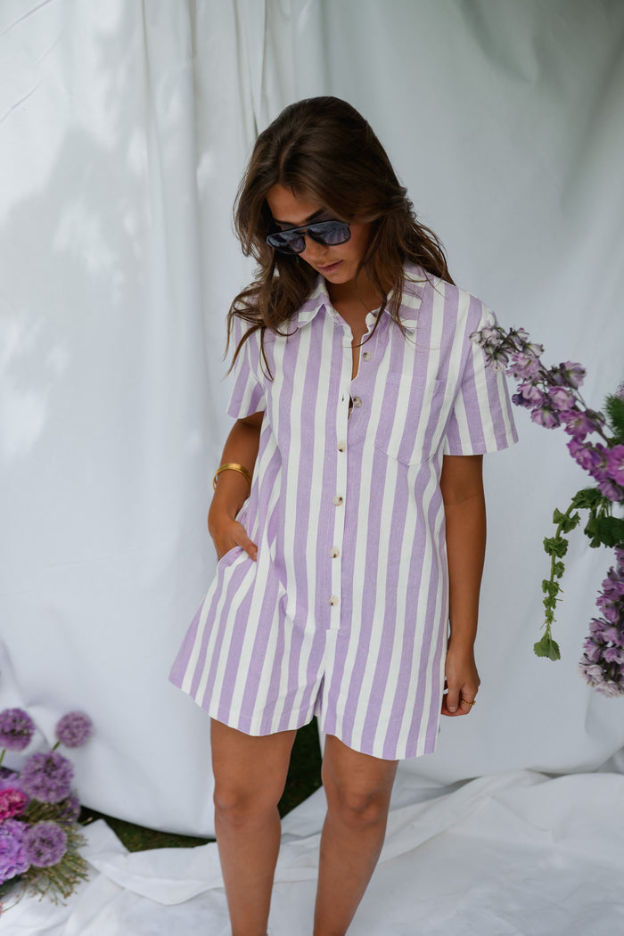 Mauve Striped Mariela Romper