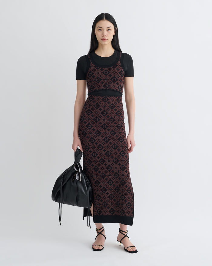 Maves - Knitted Midi Dress - Symbol Tile Mahogany