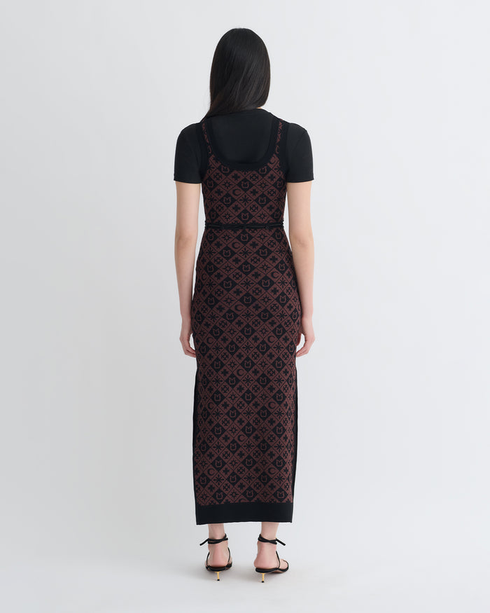 Maves - Knitted Midi Dress - Symbol Tile Mahogany