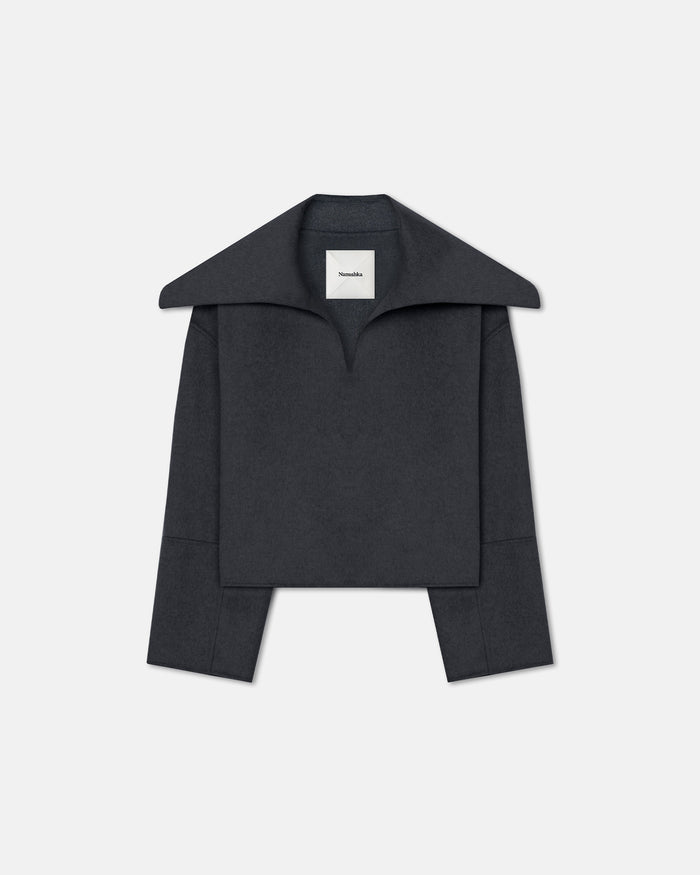 Maxe - Double Wool Jacket - Grey Melange