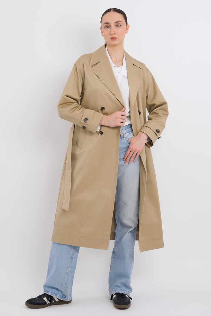 Maxi Length Oversized Trench Coat orolay #color_khaki