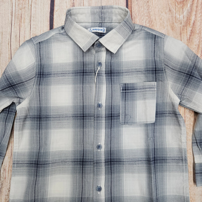 MAYORAL SLATE BLUE PLAID BUTTON UP