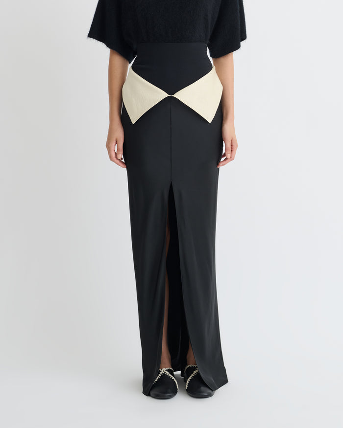Mentari - Maxi skirt - Black/Ecru