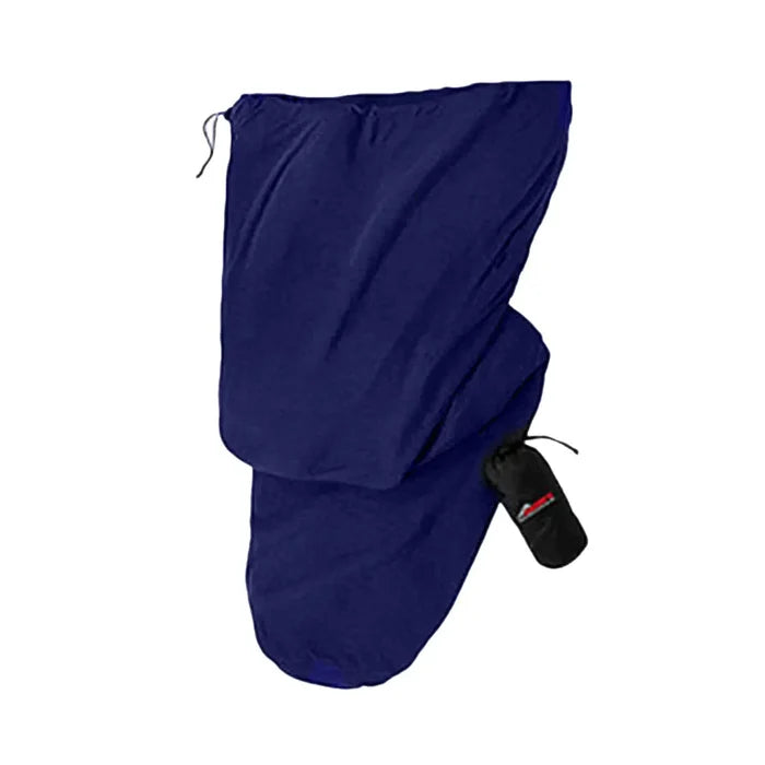 Sub Zero Meraklon fleece sleeping bag liner in navy on a white background