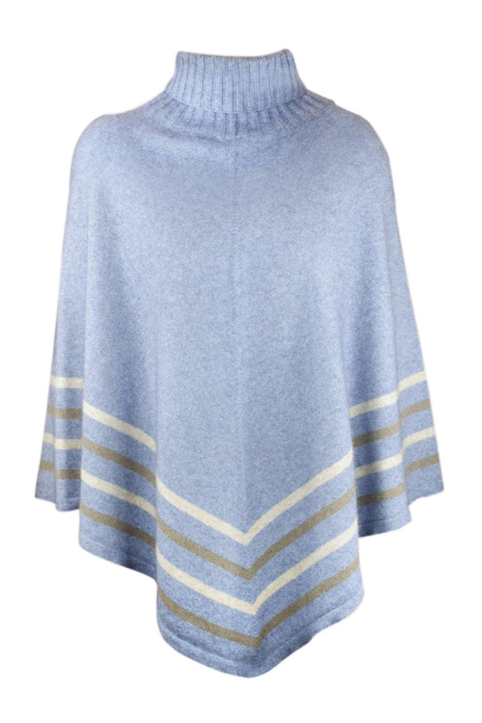 Ice Merinosilk Stripe Poncho - Kapeka NZ