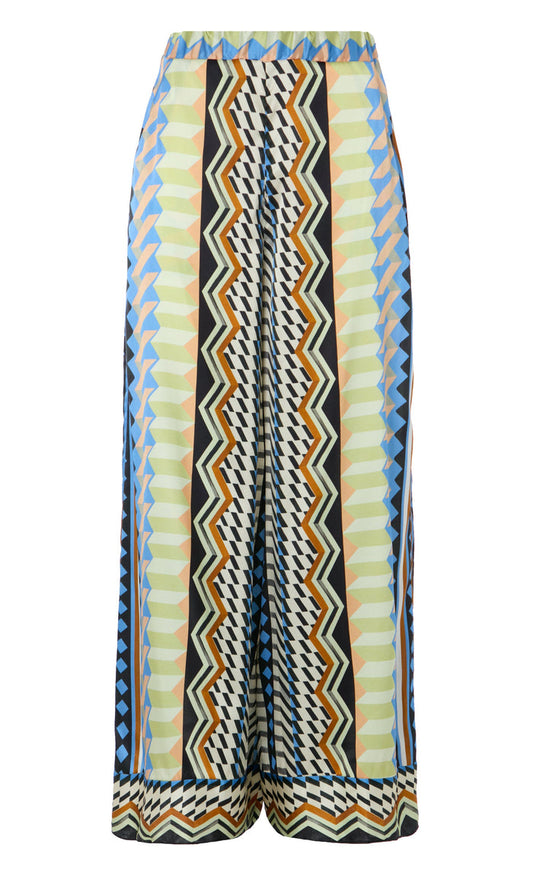 Meryl Palazzo Trousers - Provence Blue Mix