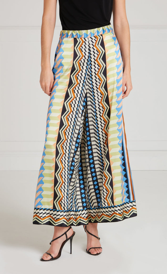 Meryl Palazzo Trousers - Provence Blue Mix