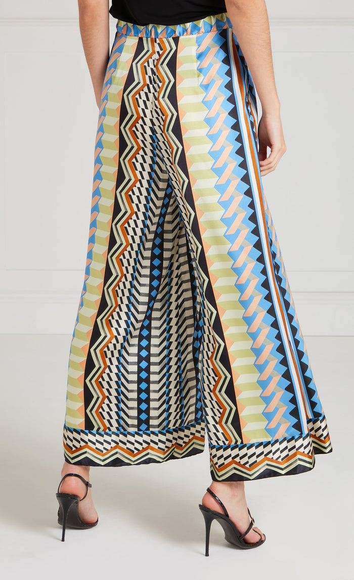 Meryl Palazzo Trousers - Provence Blue Mix