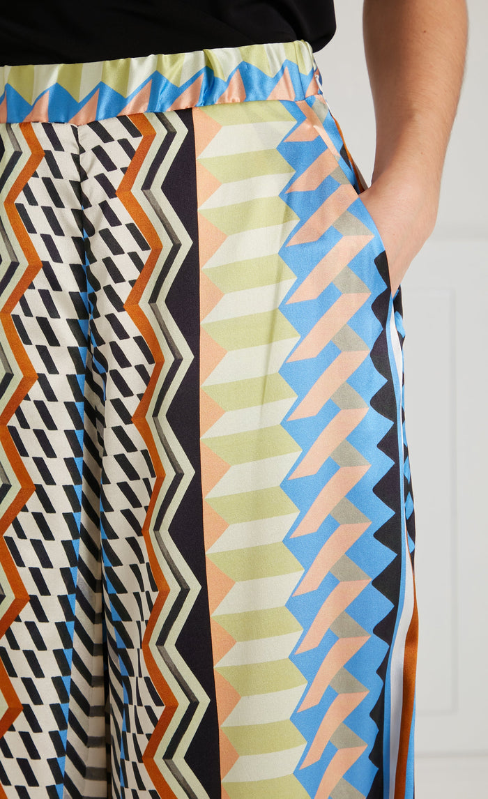 Meryl Palazzo Trousers - Provence Blue Mix