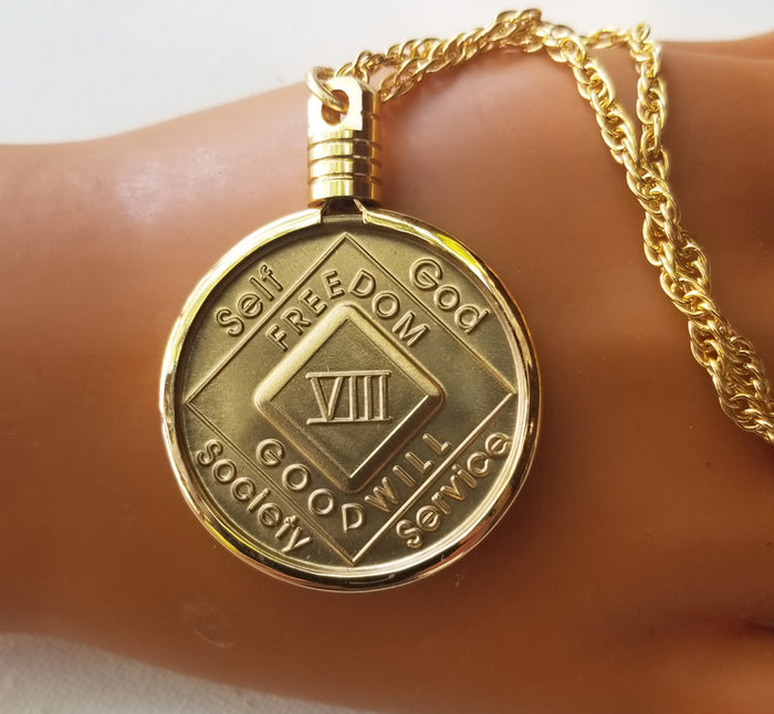 Bezels Necklace  Medallion Holder With Chain