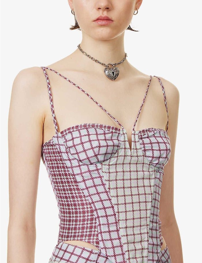 MIAOU Aphex Bristol Check Corset Grunge Core Top - House Of Huntington