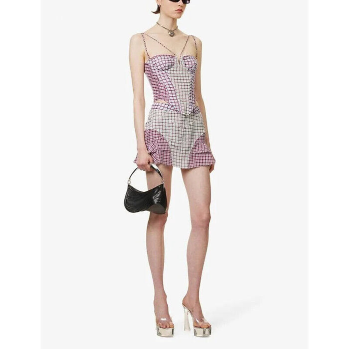 MIAOU Aphex Bristol Check Corset Grunge Core Top - House Of Huntington